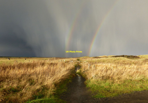 Photo 6"x4" Approaching storm over the Northumberland Coast Path Hadston c2013