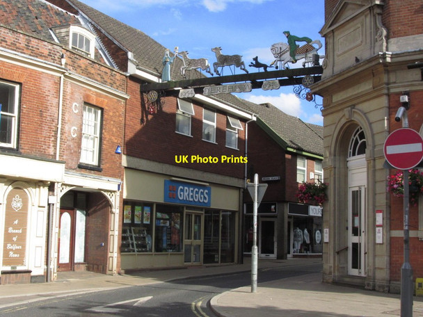 Photo 6"x4" East Dereham - Town sign over High St Dereham c2013