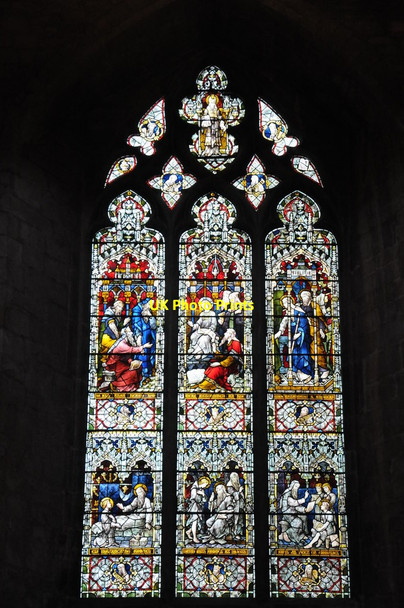 Photo 6"x4" Stained glass window, Tewkesbury Abbey Tewkesbury c2013