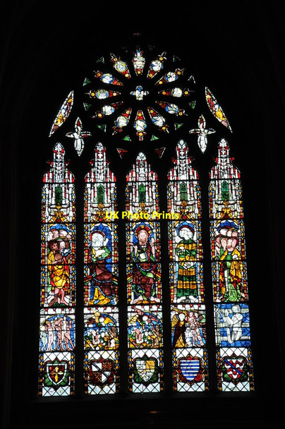 Photo 6"x4" Stained glass window, Tewkesbury Abbey Tewkesbury c2013