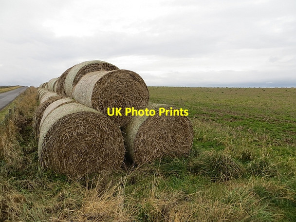 Photo 6"x4" Round bales near Baxtersyke Gifford c2013