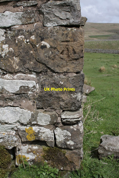 Photo 6"x4" Benchmark on barn opposite White Birch Cottage Grisdale c2013