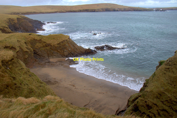 Photo 6"x4" Small sandy beach at Vadna Taing, Skaw Kirkaton c2013