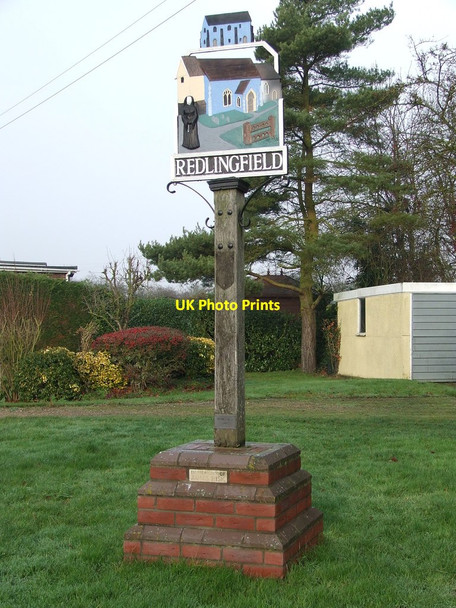 Photo 6"x4" Village Sign Redlingfield c2013