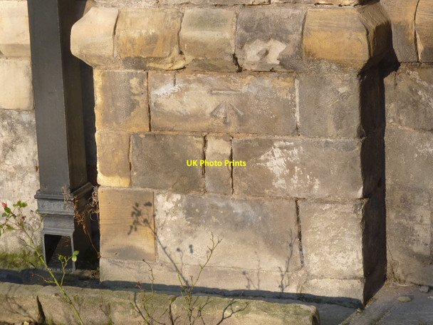 Photo 6"x4" Bench mark, Selby Abbey south aisle Selby c2013