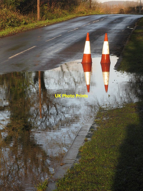 Photo 6"x4" Reflections in the road Upper Tankersley c2014