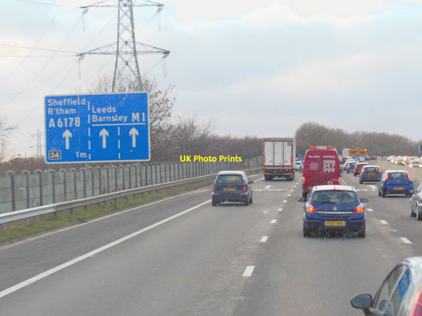 Photo 6"x4" M1 northbound towards junction 34 Canklow c2013