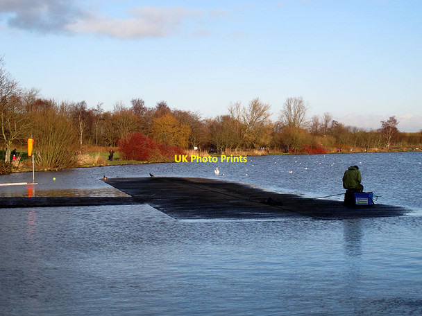 Photo 6"x4" Lone fisherman at Yeadon Tarn Yeadon c2014