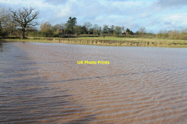 Photo 6"x4" Flooded farmland at Baughton Baughton c2013