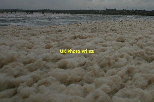 Photo 6"x4" Looking upstream to the river Lossie footbridge Lossiemouth c2014