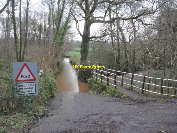 Photo 6"x4" Ford and footbridge on Watery Lane Kittisford c2014