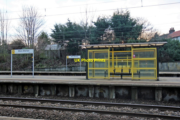 Photo 6"x4" Name boards and waiting shelter, West Allerton railway station Aigburth c2014