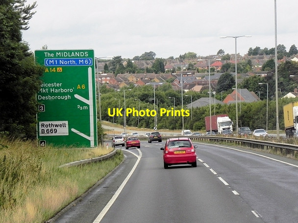 Photo 6"x4" Westbound A14 approaching Junctions 4 and 3 Rothwell\/SP8181 c2013