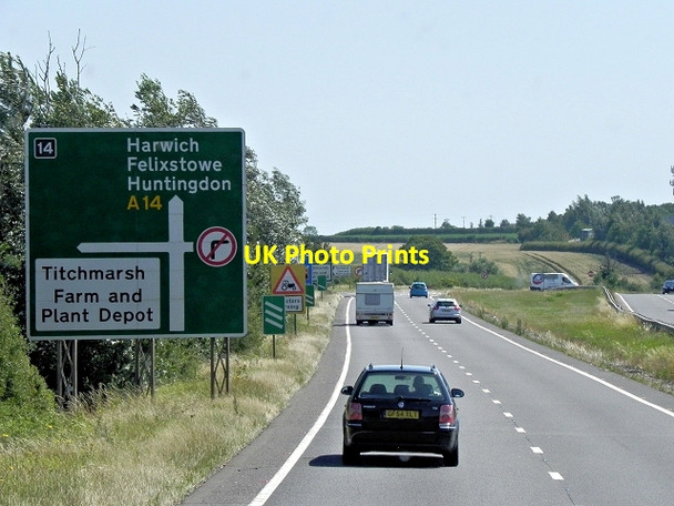 Photo 6"x4" Eastbound A14 approaching Junction 14 Thrapston c2013