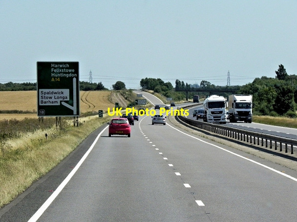 Photo 6"x4" Eastbound A14 approaching Junction 18 Little Catworth c2013
