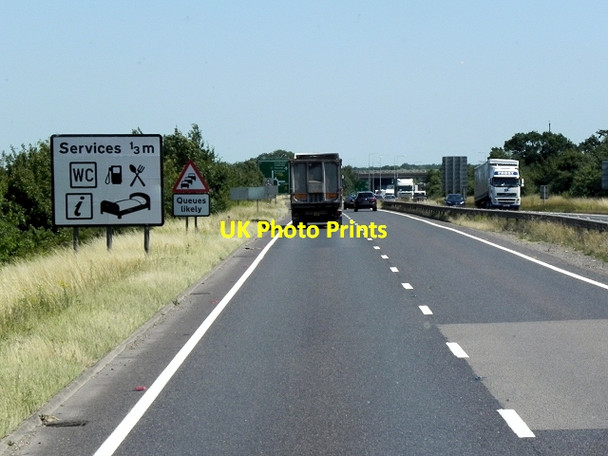 Photo 6"x4" Eastbound A14 Approaching Alconbury Services Brampton\/TL2070 c2013