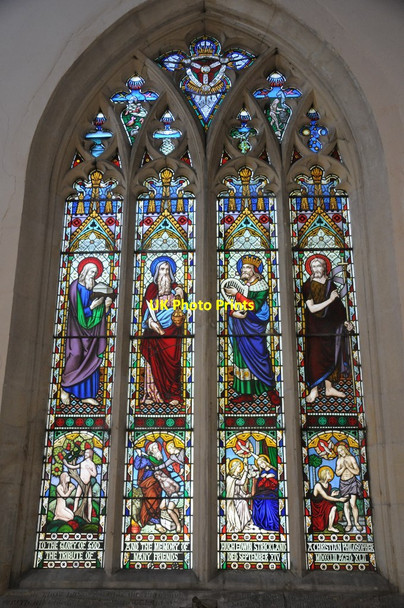 Photo 6"x4" Stained glass window, Deerhurst church Deerhurst c2014