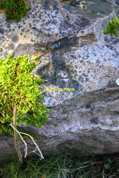 Photo 6"x4" Benchmark on rock at base of wall of St Michael's Church Aston Upthorpe c2014
