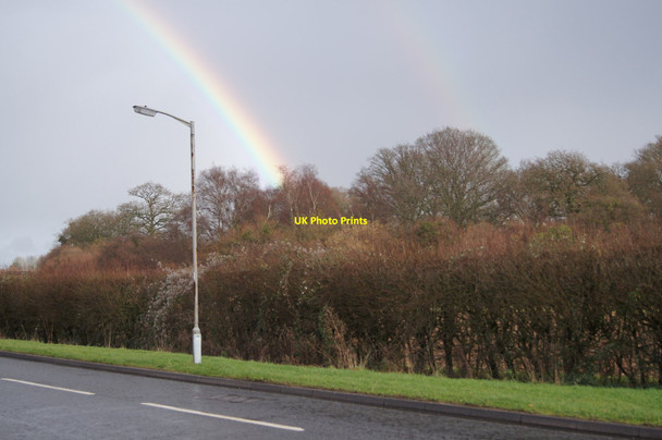 Photo 6"x4" Rainbow over Cow Down Copse Newfound c2014