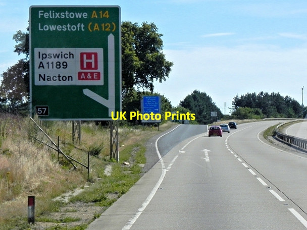 Photo 6"x4" Eastbound A14, Junction 57 (Nacton Interchange) Gainsborough\/TM1841 c2013