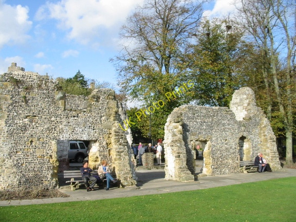 Photo 6"x4" Walls of Blackfriars Dominican Friary on the banks of the Arun Arundel c2008