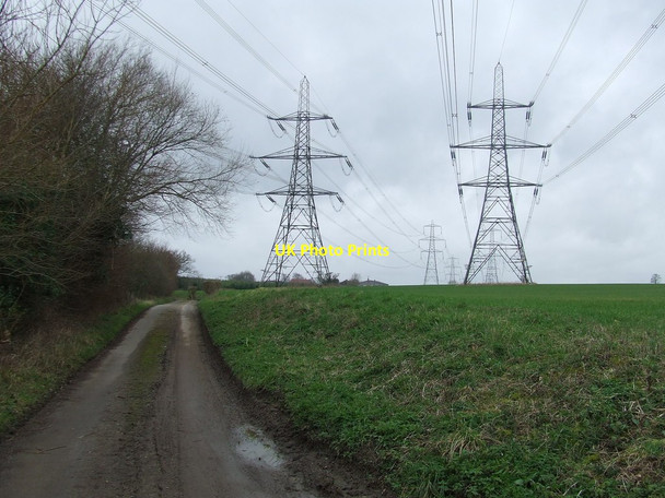 Photo 6"x4" Pylons Over Byng Lane Wickham Market c2014