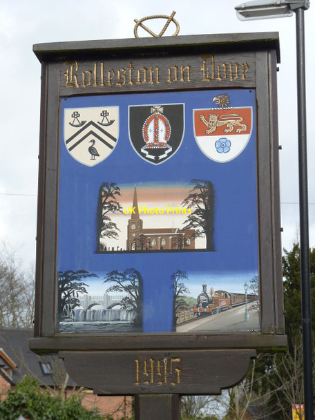 Photo 6"x4" Rolleston Village Sign -1 Rolleston on Dove c2014