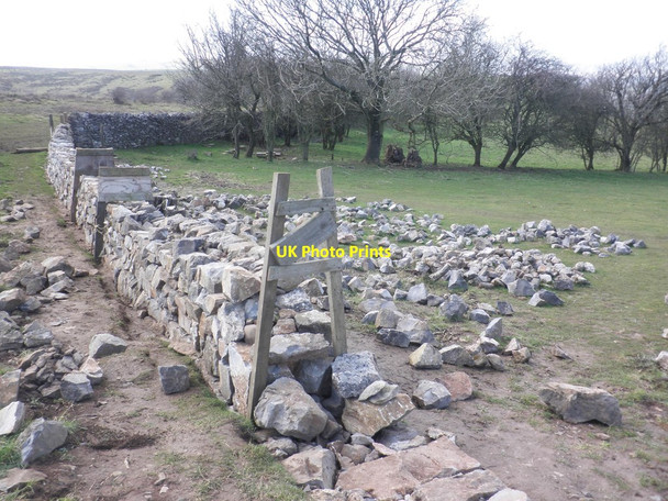 Photo 6"x4" Walling work in progress, Wavering Down Barton\/ST3956 c2014