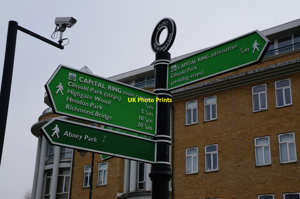 Photo 6"x4" Capital Ring Mileage Post, Abney Park Cemetery Stoke Newington c2014