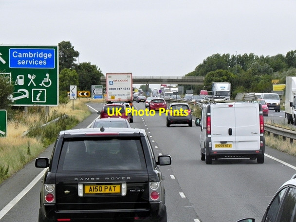 Photo 6"x4" Westbound A14, Exit for Cambridge Services Lolworth c2013