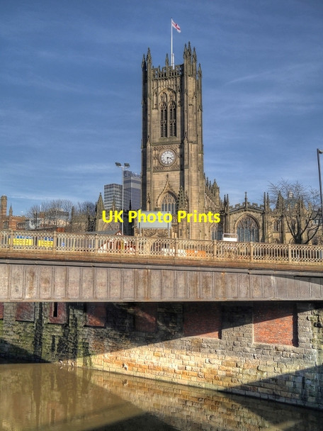 Photo 6"x4" River Irwell, Station Approach and Manchester Cathedral Manchester c2014