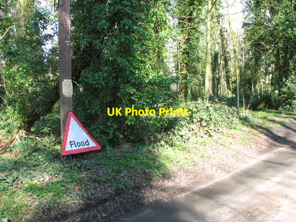 Photo 6"x4" Flood sign beside Mergate Lane Bracon Ash c2014