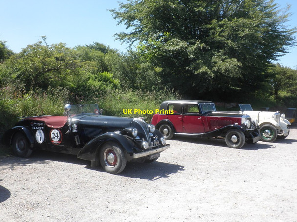 Photo 6"x4" Vintage motor cars at Woody Bay Railway Station Martinhoe Cross c2014