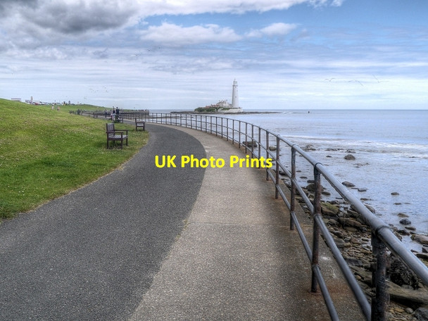 Photo 6"x4" Promenade towards Curry's Point and St Mary's Island Whitley Bay c2014