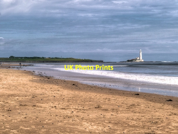 Photo 6"x4" Whitley Sands - View towards St Mary's Lighthouse Whitley Bay c2014