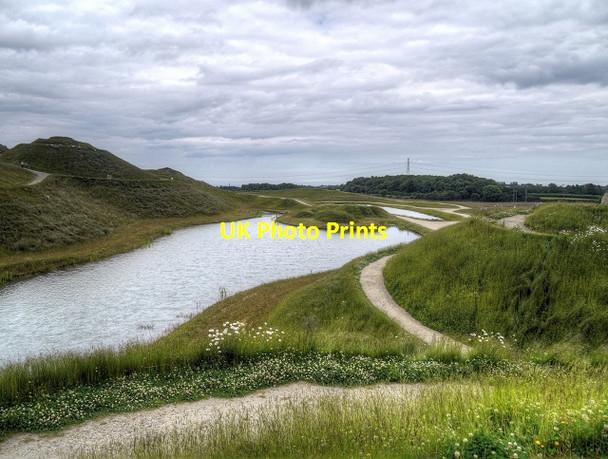 Photo 6"x4" Northumberlandia Lake Seen from Viewing Mound Shotton\/NZ2278 c2014