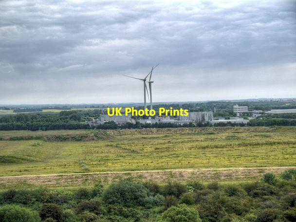 Photo 6"x4" Chemical Works and Wind Turbines Viewed from Northumberlandia Nelson Village c2014