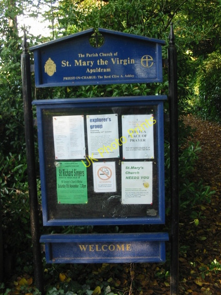 Photo 6"x4" Notice board for St Mary the Virgin, Apuldram Chichester c2008