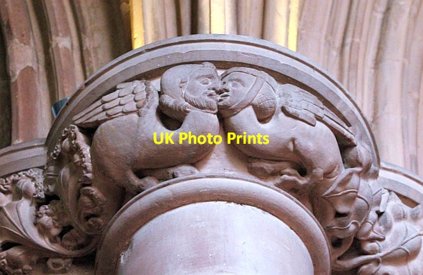 Photo 6"x4" Human-headed creatures capital, Carlisle cathedral Carlisle c2014