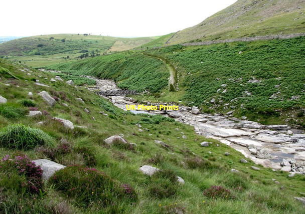 Photo 6"x4" The Ulster Way footbridge over the Bann viewed from the slopes of Slievenamiskan Hilltown\/J2128 c2013