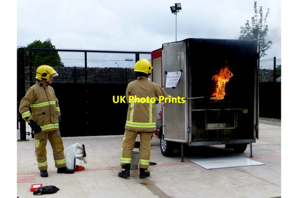 Photo 6"x4" Omagh Fire Station - burning chip pan demonstration Omagh c2014