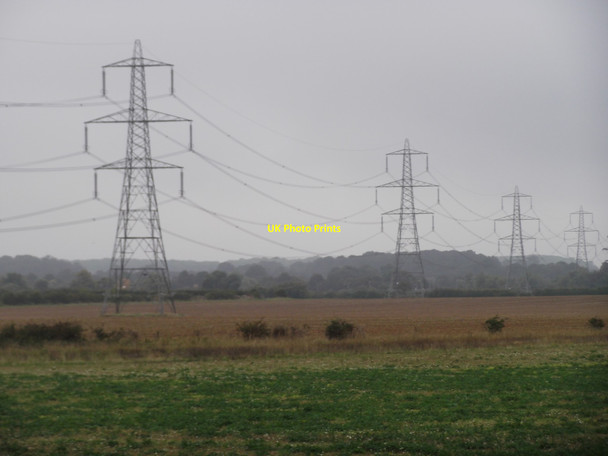 Photo 6"x4" Pylons in a field Ailsworth c2014