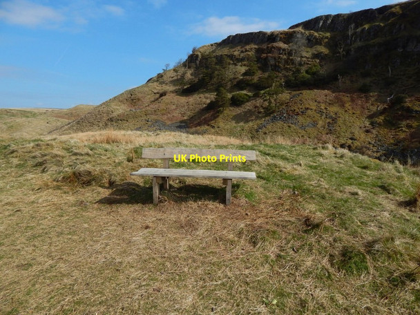 Photo 6"x4" Lang Craigs Woodland: bench at viewpoint Milton\/NS4274 c2015