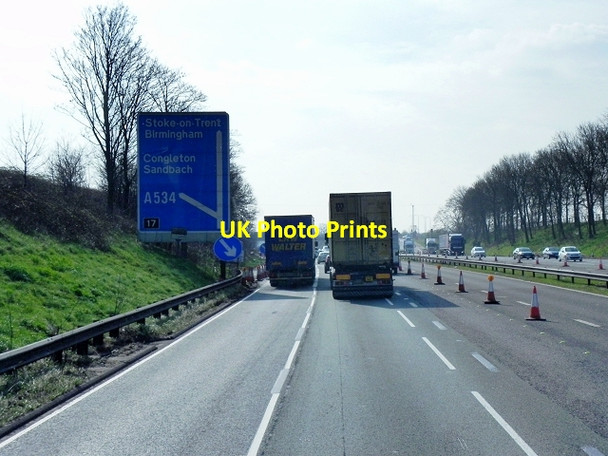 Photo 6"x4" Southbound M6, Junction 17 Sandbach c2015