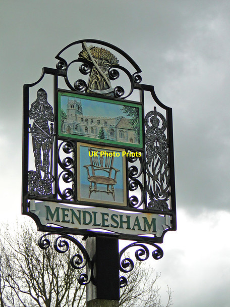 Photo 6"x4" Mendlesham village sign (detail) Mendlesham c2015