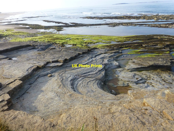 Photo 6"x4" Rock erosion on Seahouses shoreline Seahouses c2014