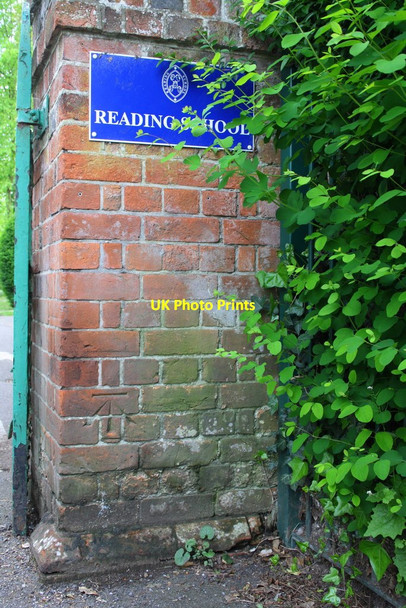 Photo 6"x4" Benchmark on gatepost at entrance to Reading School Reading c2014
