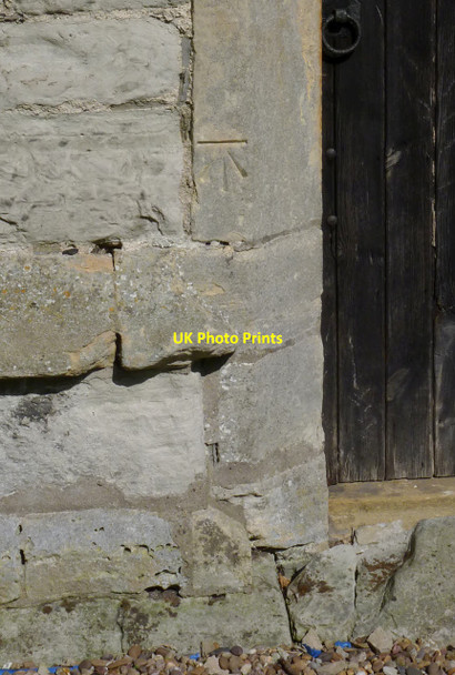 Photo 6"x4" Bench mark, St Giles Church, Cromwell Cromwell c2014