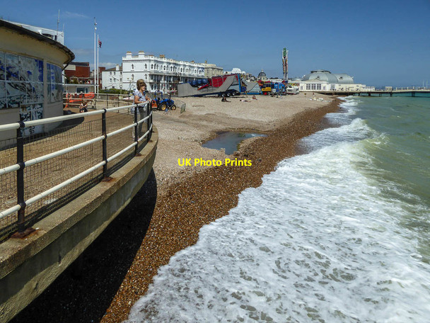 Photo 6"x4" Worthing Beach from the Old Lido, Sussex Worthing\/TQ1303 c2014