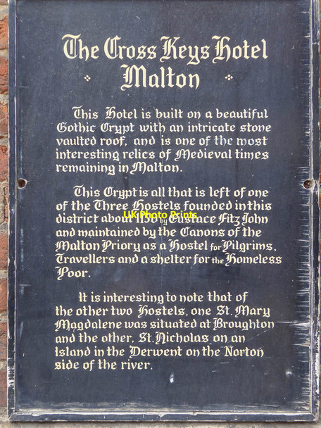 Photo 6"x4" Plaque on Wall of Cross Keys Hotel, Malton, Yorkshire Malton\/SE7871 c2014